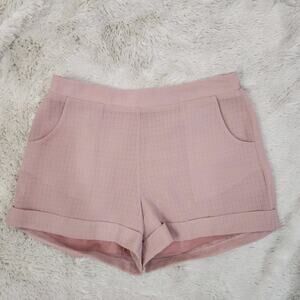 4si3nna Women's High Rise Cuffed Shorts Dusty Pink Pockets Size M Textured $65